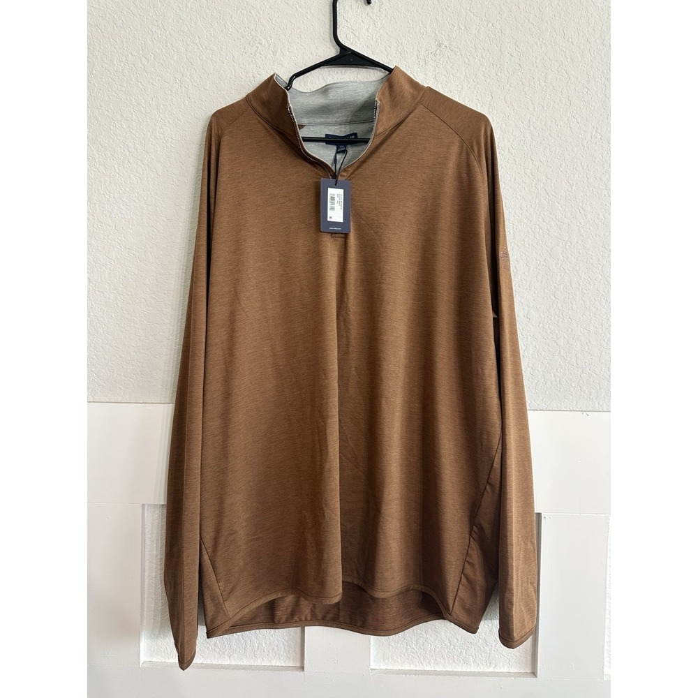 Peter Millar Crown Crafted Golf Quarter Zip Pullover Brown Tan 2XL MF24XK60